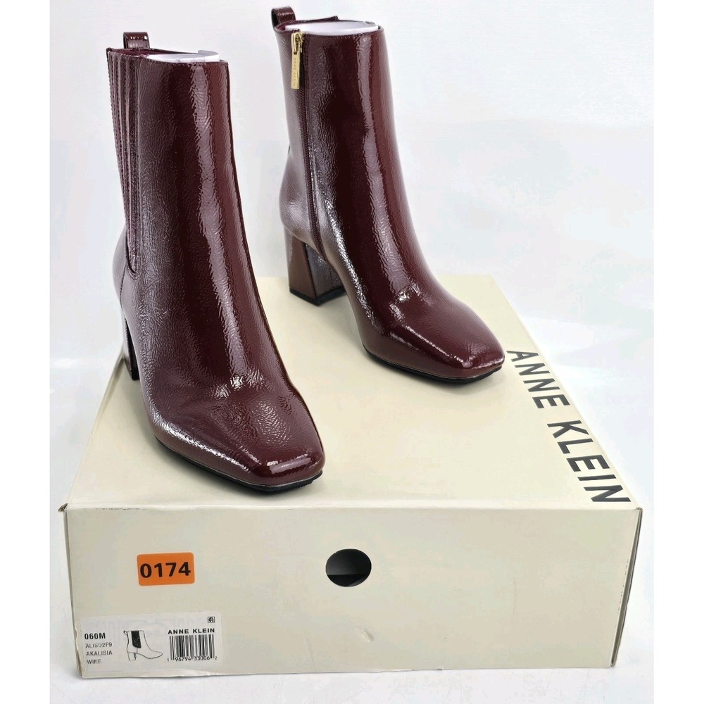 Woman Boots Anne Klein Alisia Pull On Patent Leather - Color: Wine - Sz 6 M NIB
